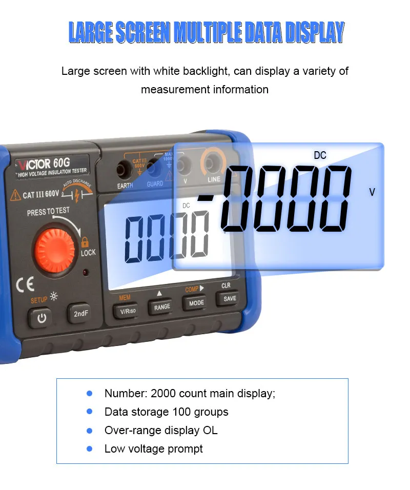Wholesale Victor Digital Insulation Resistance Tester Ohm Meter