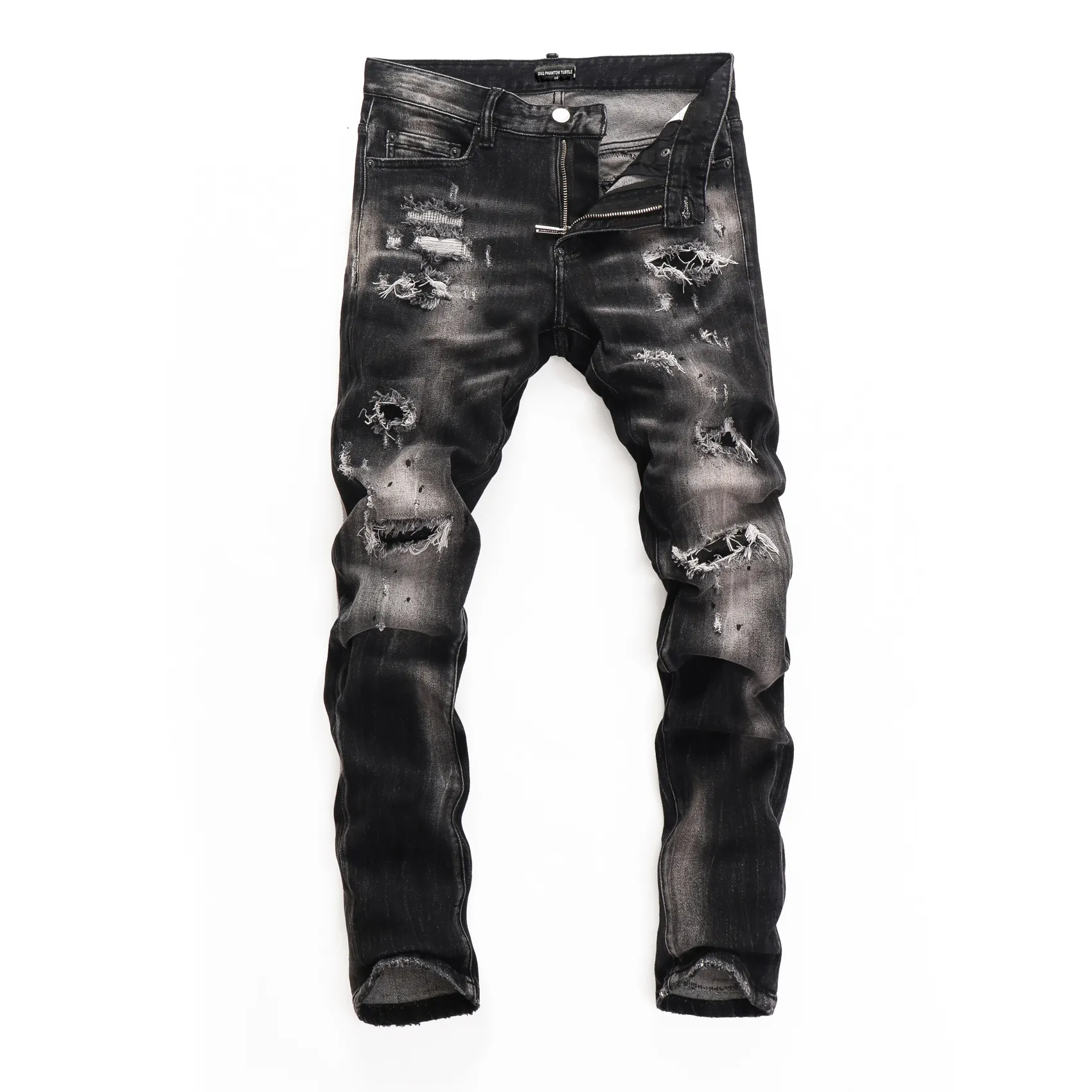 DSQ Phantom Turtle Męskie dżinsy męskie włoski projektant dżinsów chude zgrane fajne facet przyczynowy dziura dżinsowa moda moda pasuje dżinsy Mężczyzn Menne spodnie 65273