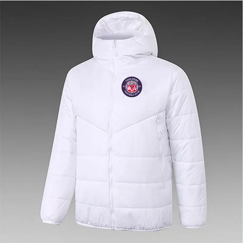Toulouse FC herrar ner hoodie jacka vinter fritidssportrock full dragkedja sport utomhus varm tröja logotypanpass