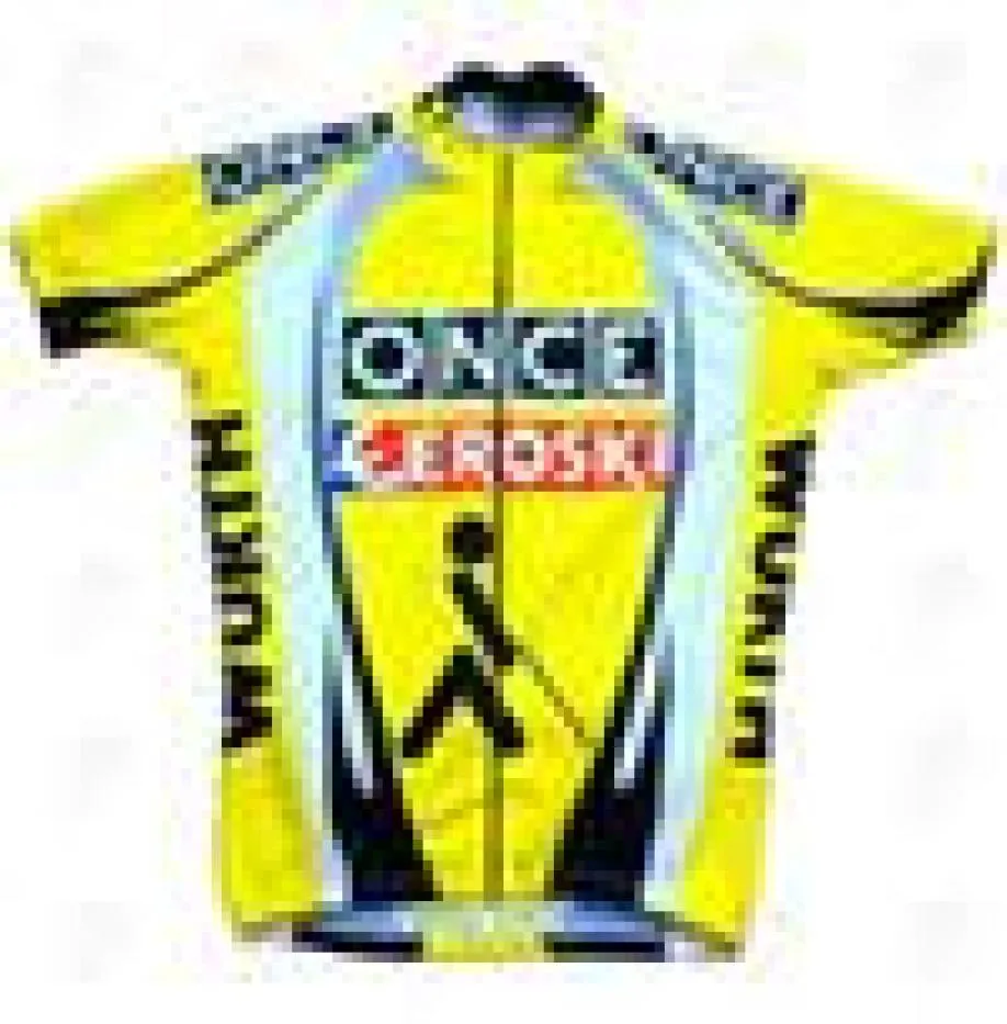 Retro bir kez eroski takımı sarı bisiklet forması erkekler kısa kollu yol yarış bisiklet kıyafetleri bisiklet gömlekleri maillot ciclismo hombre 0311