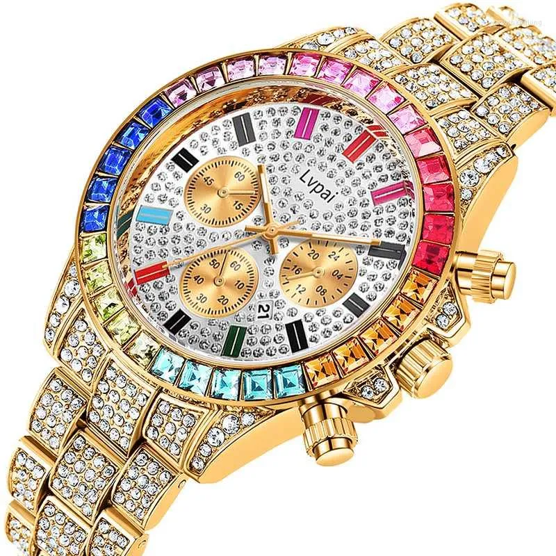 Armbandsur lvpai märke isad lyxklocka full diamant kvinnor män damer casual crystal watches strass mode relogio feminino