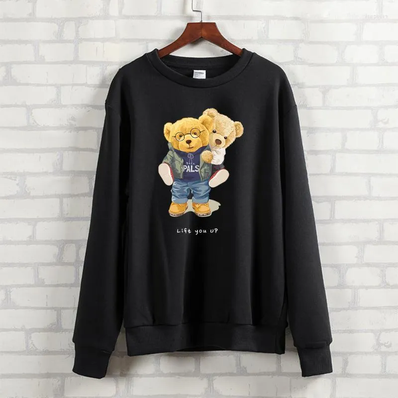 Felpe con cappuccio da donna BLINGPAW Vestiti autunnali Teddy Bear Lift You Up Lettera stampata Unisex Felpa girocollo a maniche lunghe