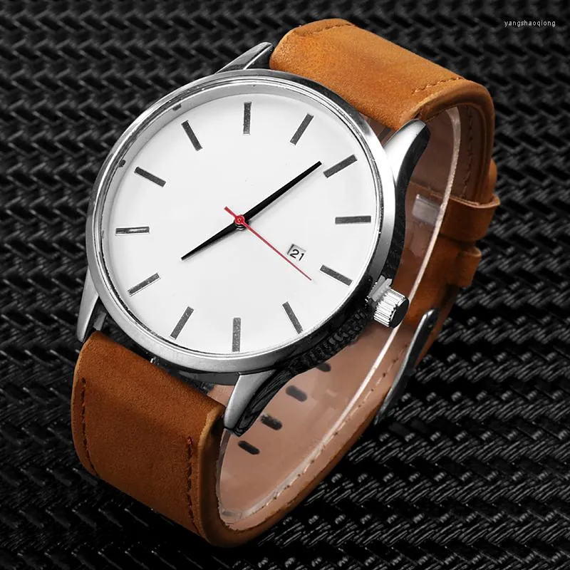 Armbandsur herrklockor mode läder kvarts titta på män casual affär manlig erkek kol saati armbandsur montre hombre relogio