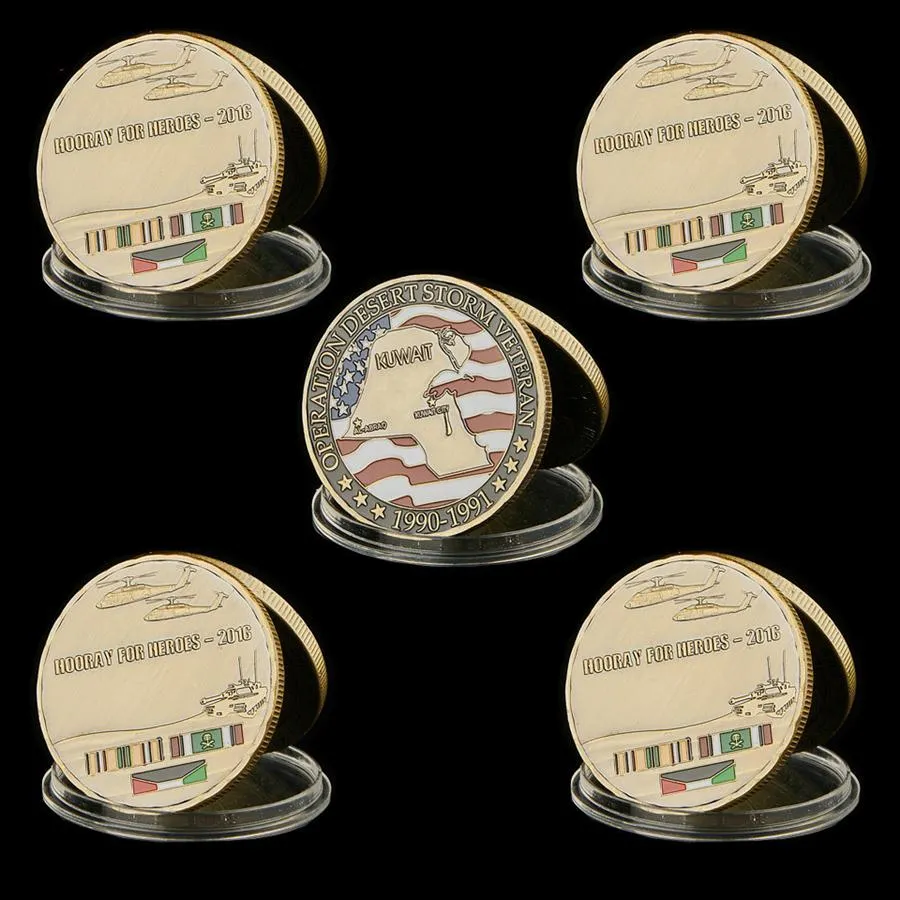 5pcs 1990-1991 U S Artist militaire Kowe￯t War Operation Desert Storm Veteran Metal Medal Methals Coin Cominable Value 236T
