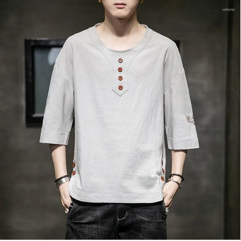 Ethnic Clothing Chinese Style T-Shirt Men'S Summer Short-Sleeved Asian Clothes Shirt Loose Large Size Japanese Kimono Men 2022 30344