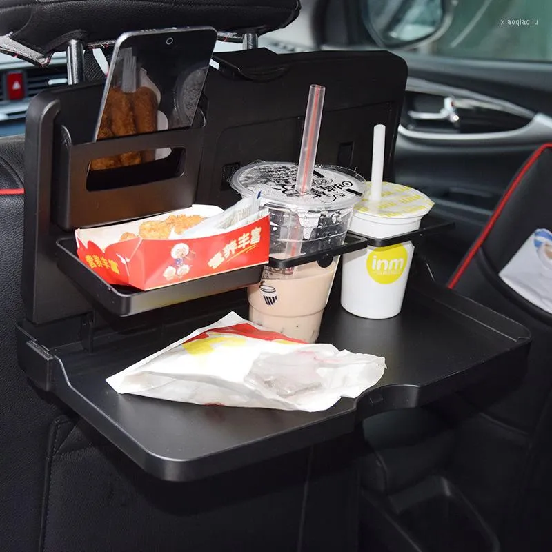 حامل شرب السيارة لوحة طعام متعددة الوظائف في المقعد الخلفي صندوق تخزين مع طاولة كوب عالمي ماء منظم قابل للطي