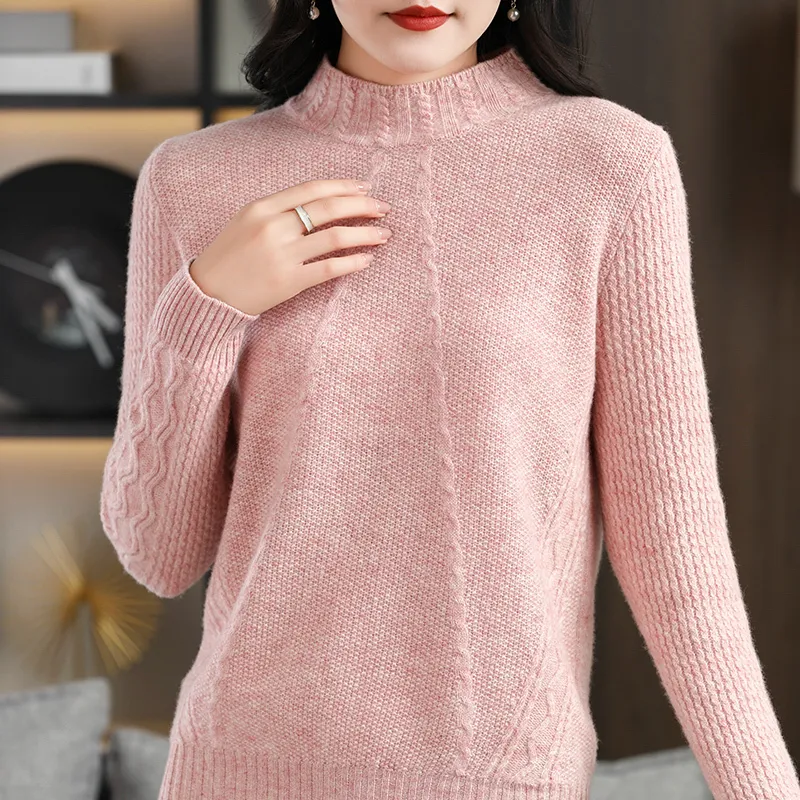 Solid Color High Neck Collar Twist Short Sweaters Solid Color High Neck Collar Twist Short Sweaters