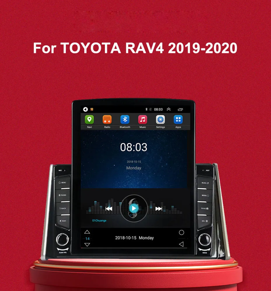 10.1-calowy system multimedialny samochodowy Android GPS dla 2019-Toyota RAV4 z Aux Bluetooth Muzyka Wsparcie Mink Link OBD II ROILVIEW