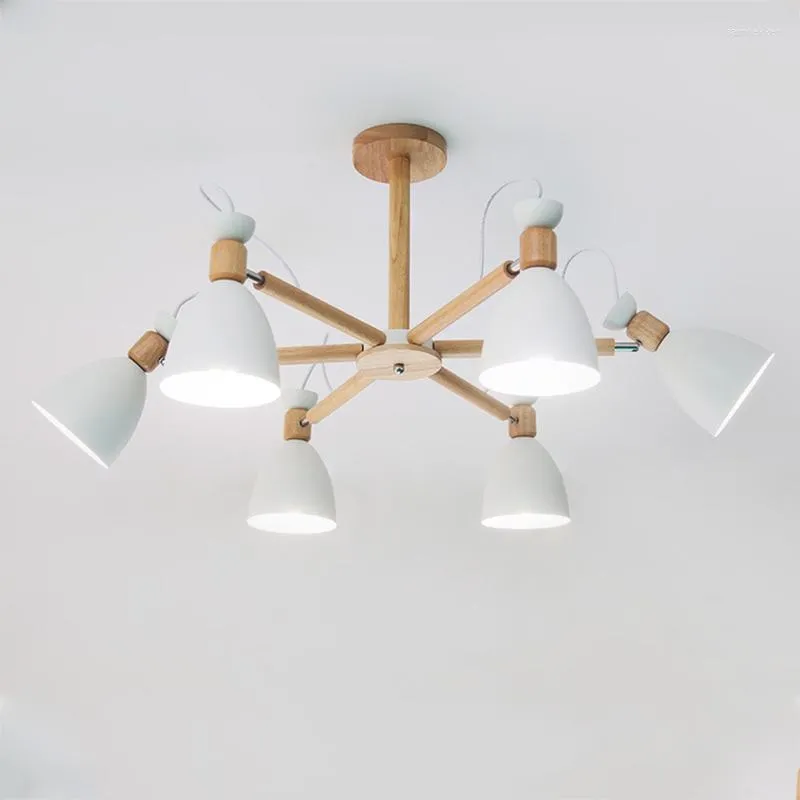 Lampade a sospensione Lampadario moderno in legno massello regolabile nordico E27 220V Cucina Soggiorno Camera da letto Appartamento Ristorante Apparecchio per la casa