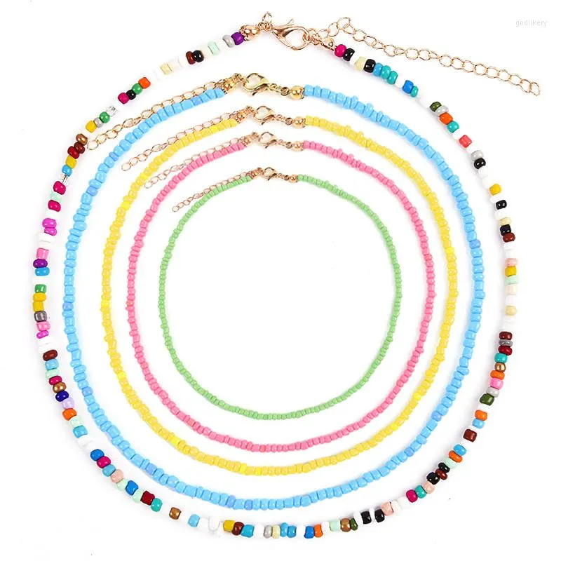 Chains 2022 Handmade Colorful Seed Beads Choker Necklace For Women Gils Trendy Bohemian Gothic Collars Short Jewelry