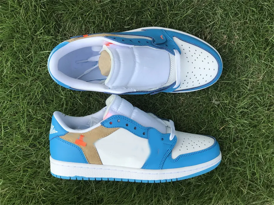 Travis Scotts 1 UNC Mens Basketball Shoes 1s Low Og Black Phantom White Blue Designer Womens 