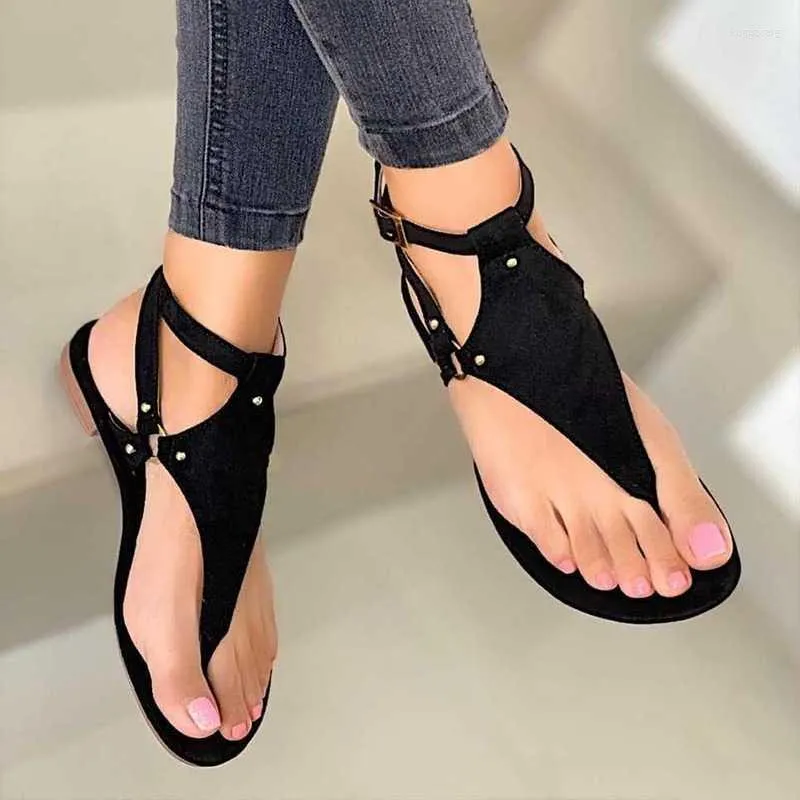 Sandals Summer Women's 2022 Gladiator Black Open Toe Fat Bottom Flip Flops Shoes Outdoor Beach Ladies Sandal Woman Sandalias