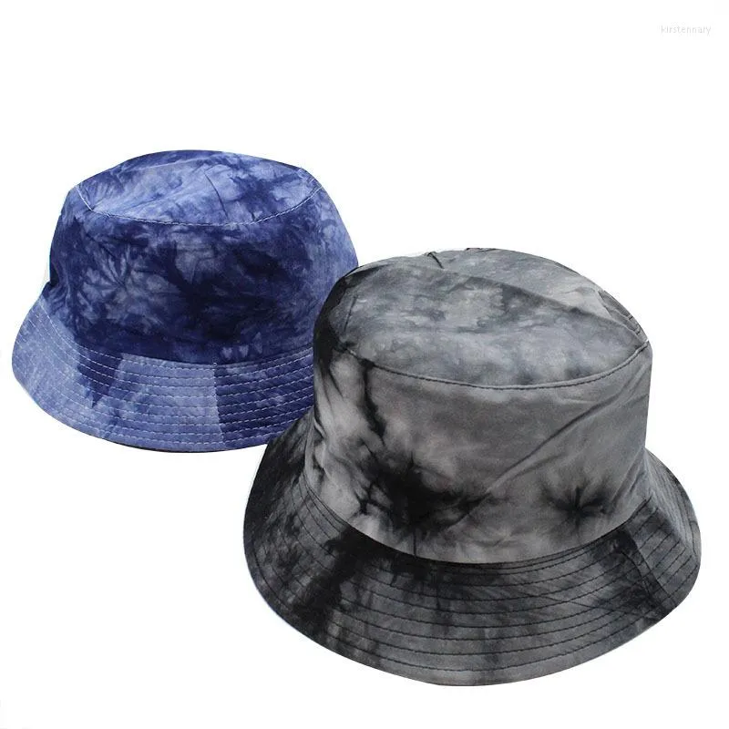 Boinas Sombrero de sol de verano de doble cara Patrón de pintura de tinta teñida con lazo Pescador Hombres y mujeres Tendencia de la calle Protector solar para exteriores