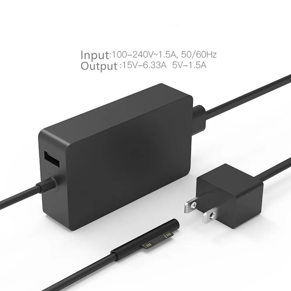 電源アダプター充電器US 15V 6.33A 102WラップトップAC 5V 1.5A USB iPhone for Microsoft Surface Book 2 Samsung携帯電話