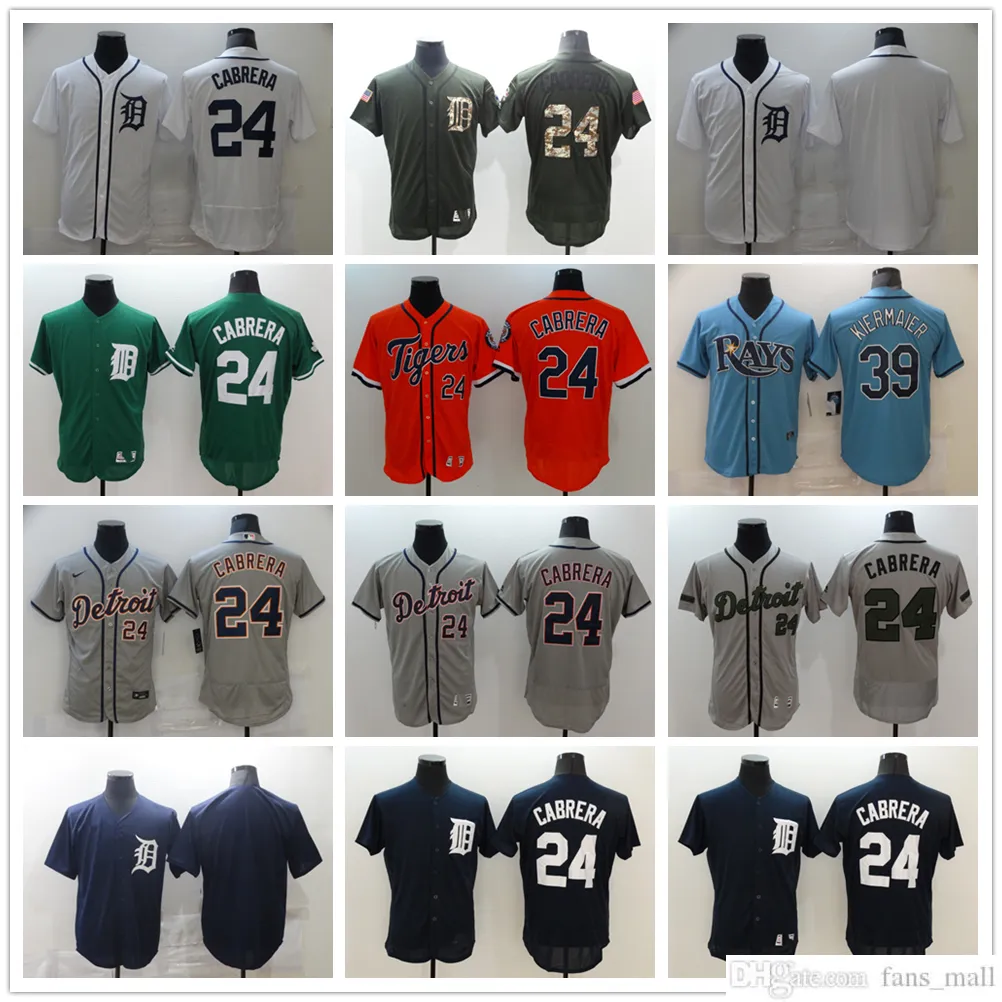 2022 Stitched Baseball 24 Miguel Cabrera Jerseys Blue 39 Kevin Kiermaier Jersey Black Green Grey White Orange Darkblue Blank No Number Name for Man