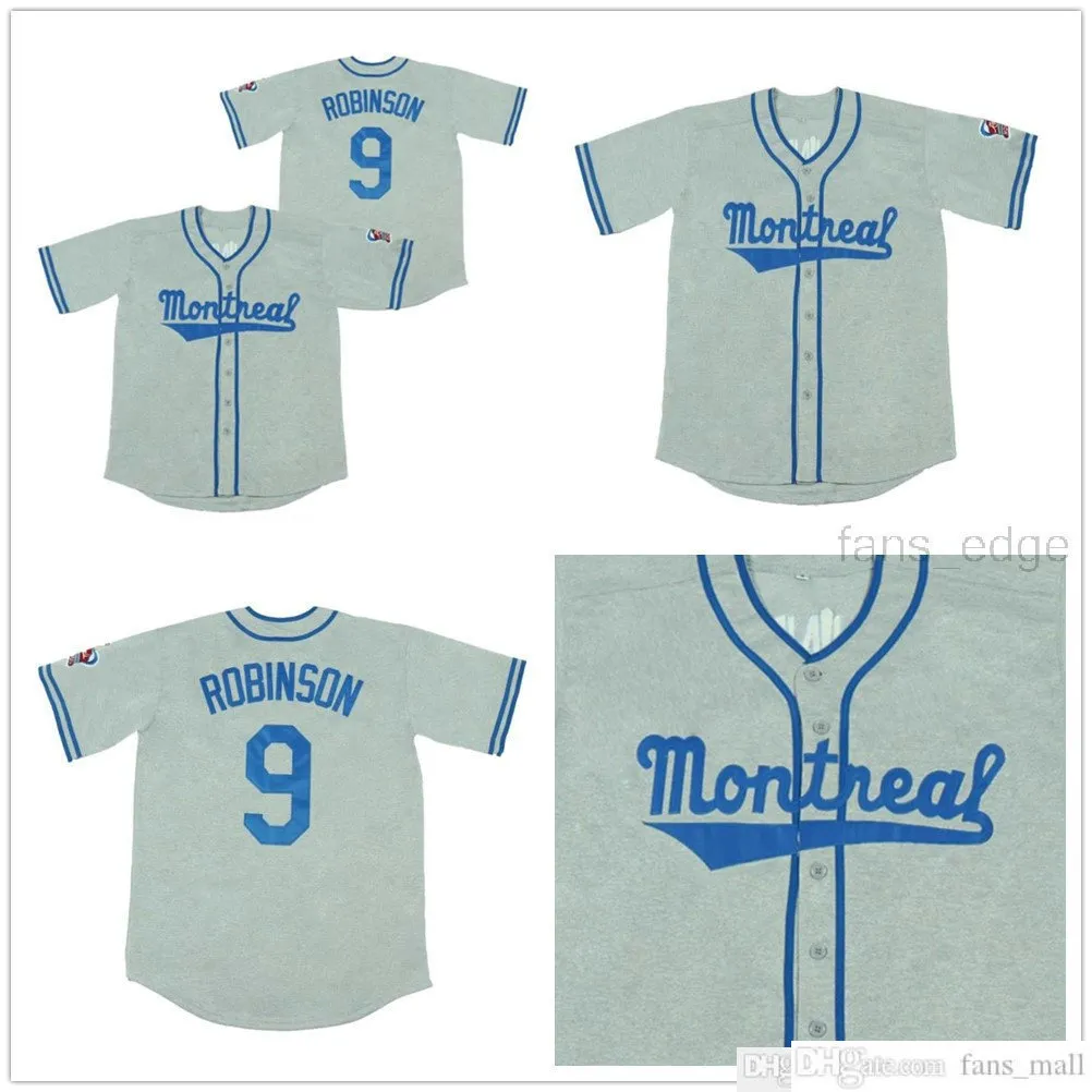 Mens Baseball Jersey Stitched Retro 80s Montreal Jackie Robinson 9