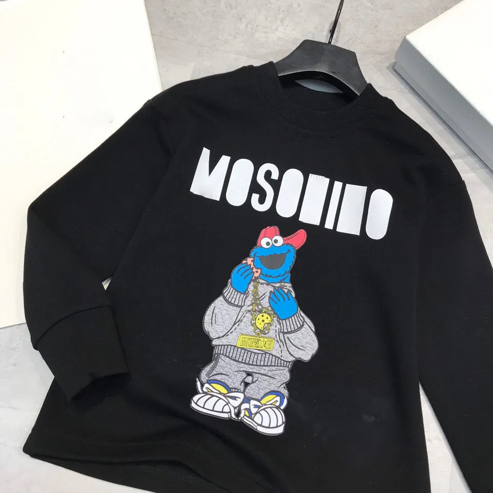 Designer di lusso Neonate Ragazzi Felpe Felpe con cappuccio stampate alla moda per bambini Felpa casual per bambini Girocollo Abbigliamento autunno inverno Pullover nero bianco