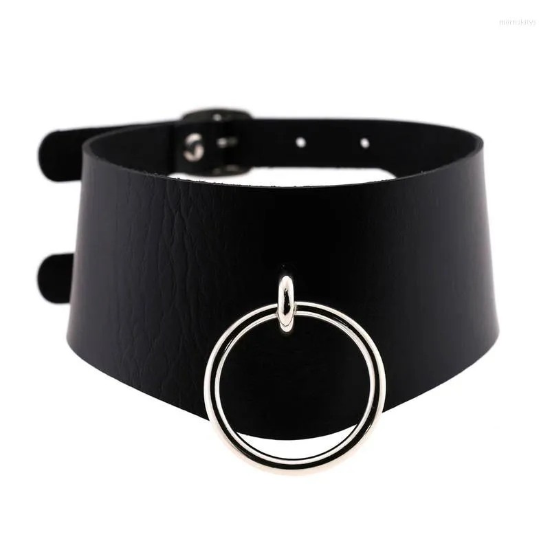 Chokers halsband harajuku pu läder choker rund krage bondage goth för kvinnor 2022 bälte halsband punk trendiga rock sexiga gotiska smycken