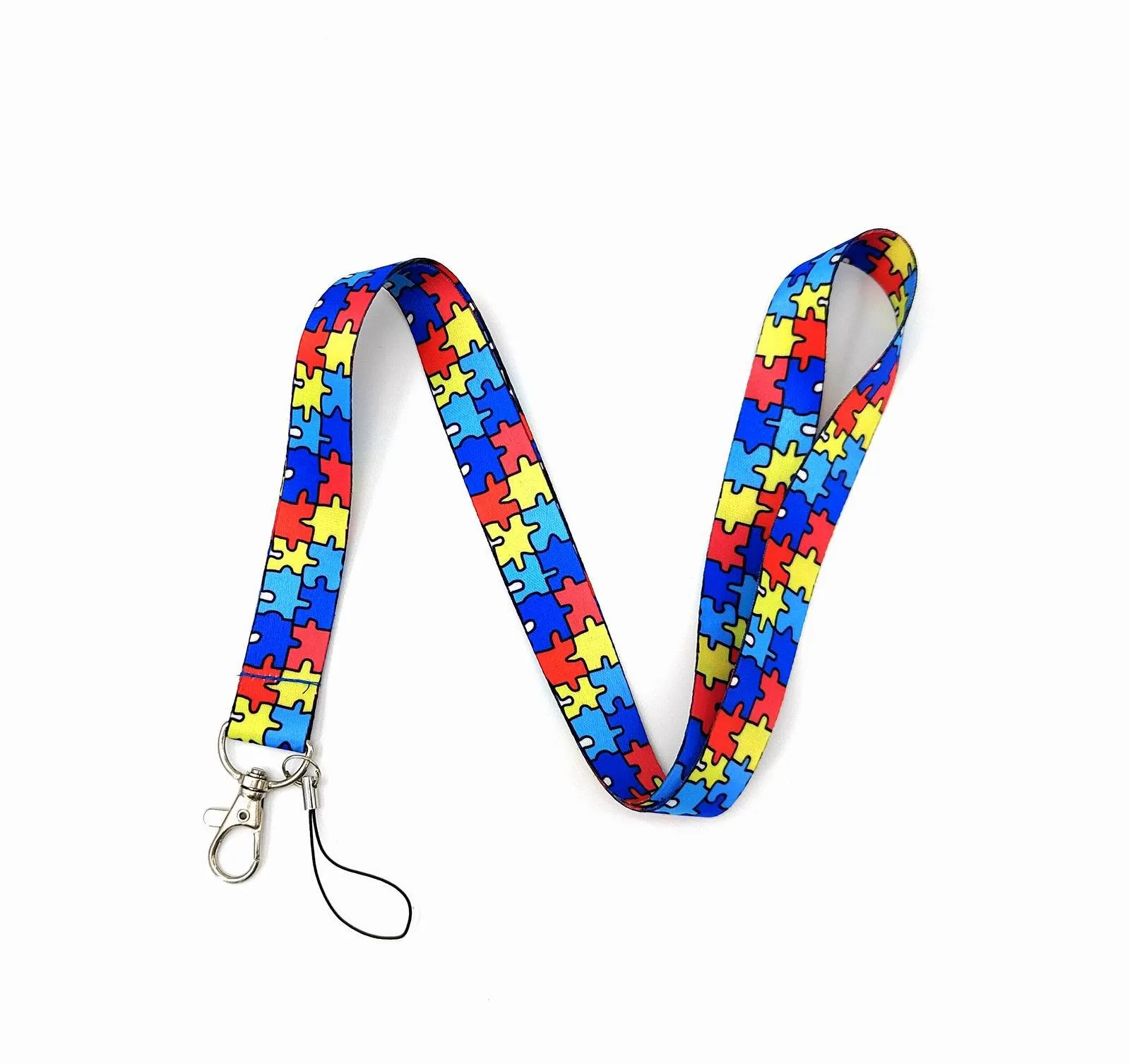 Autism Awareness Puzzle Doctor Nurse Medical Keychains Lanyard for Buttons Phone ID Name Tag DIY Hanging Rope Key Ring Gifts