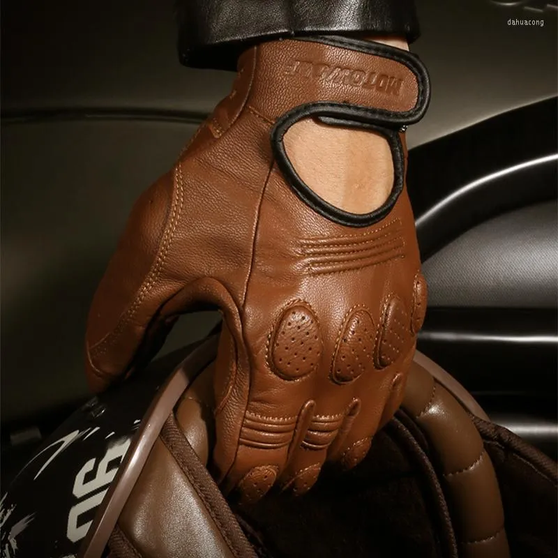 Cycling Gloves Summer Full Finger Motorcycle Touchscreen Multicolor Vintage Leather Retro Glove For Men And Women Gift