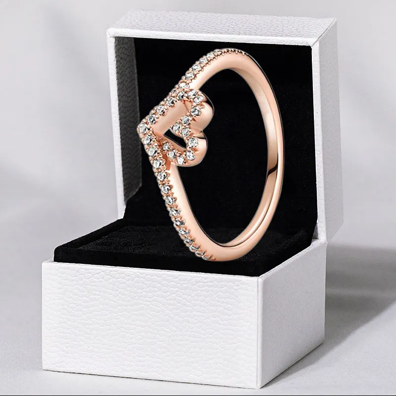 CPSLOVE Bague Réglable Cœur Élégant Argent 925 Zircon - Anneau Ouvert Femme Fille