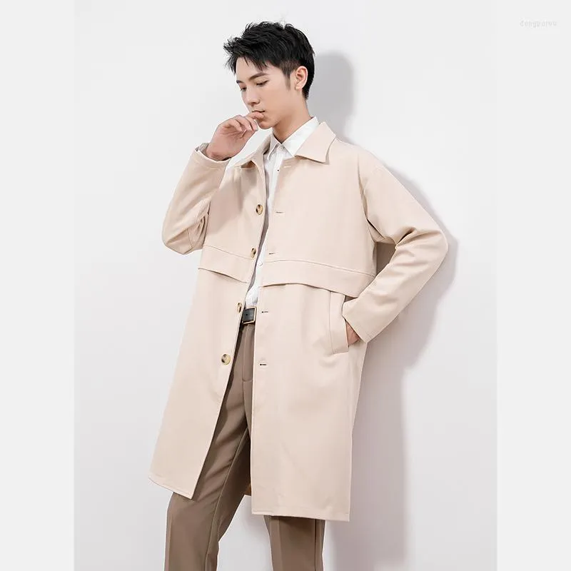 Heren Trench Coats 2022 Autumn Winter Men Koreaanse stijl Mens Fashion Blends overjas lange windjager mannelijke overknie losse jas jas