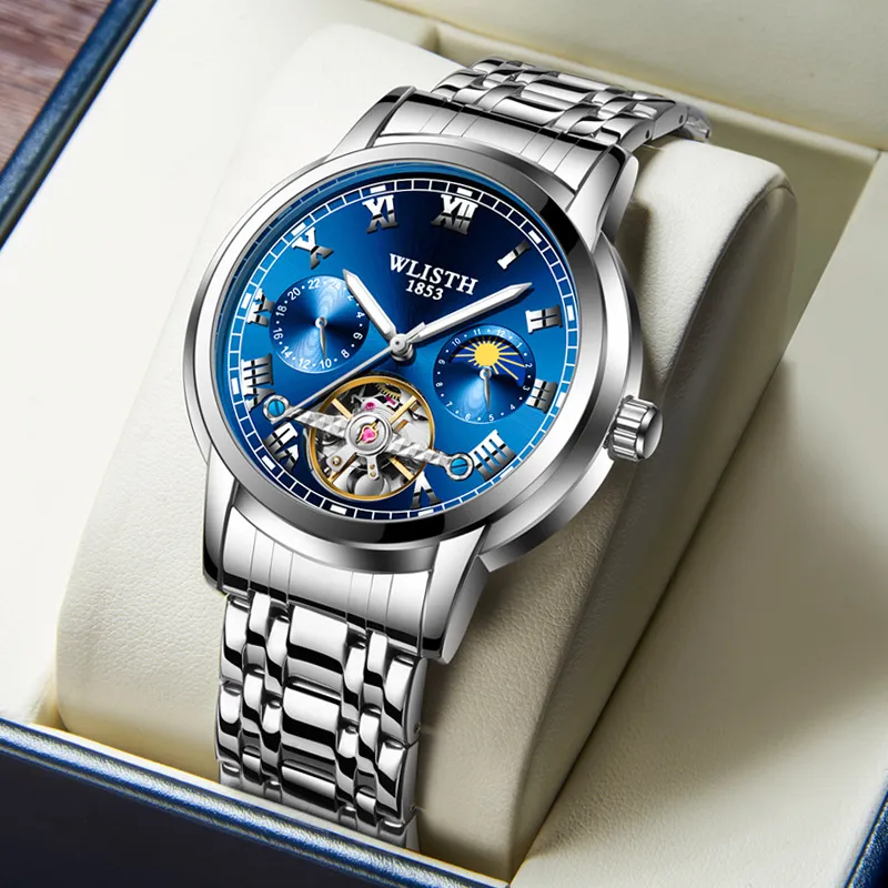 Masowe mężczyzn zegarek na rękę projektanta mechaniczne automatyczne zegarki ze stali nierdzewnej opaska Wodoodporna zegarek Montre de Luxe dla męskiej wysokiej jakości z pudełkiem