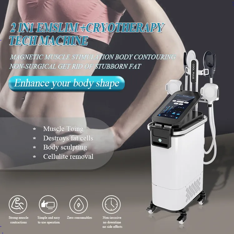 Новое прибытие криотерапия Hi-Emt 2 в 1 похудение прохладный скульпт Emslim Cryo EMS Muscle Sculpt Профессиональный мышечный стимулятор криолиполиз жир замороз