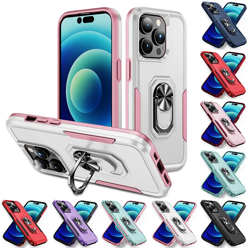 Shockproof Soft TPU Hard PC Cell Phone Cases with 360 rotate stand magnetic For Iphone15 14 Pro Max Samsung S23Ultra S22 S22plus S22Ultra S21