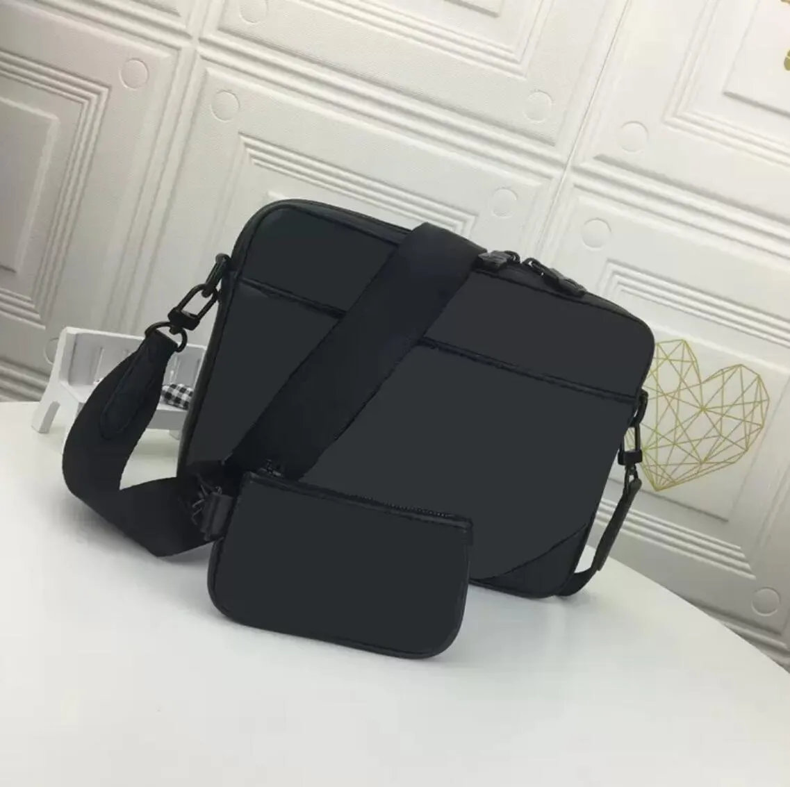 حقيبة اليد رجل الكبرى أكياس الفاخرة M69443 Trio Desinger Messenger Bag Eclipse عكسي القماش 3 قطع أكياس كتف جلدية مع محفظة محفظة قابض باللون الرمادي الأسود