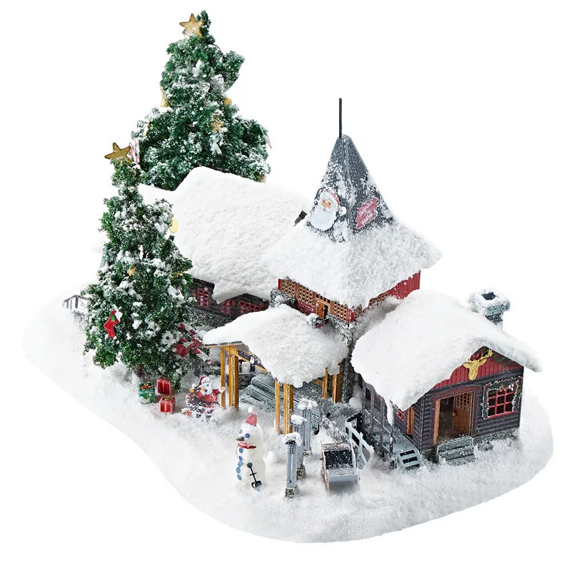 DIY 3D Metal Miniature Town Model Kits With Santa Claus Dollhouse And