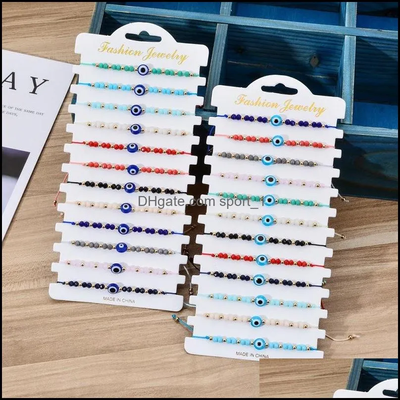 Charm Bracelets 12Pc/Pack Summer Beach Evil Eye Bracelet Glass Crystal Seed Bead Friendship Jewelry Charm Bracelets Lovely Wom Sport1 Dhirz