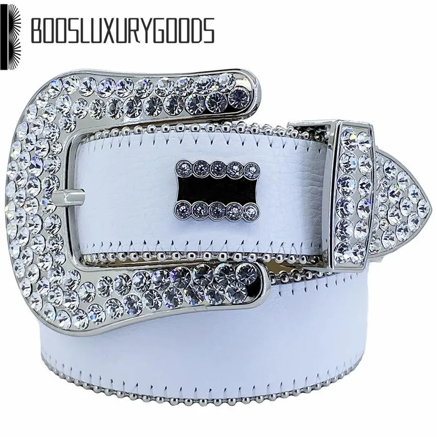 2022 مصمم حزام BB سيمون للأحزمة للرجال النساء اللامع الماس الحزام الأبيض بلانك كلاسيك Cintura Uomo Boosluxurygoods221z