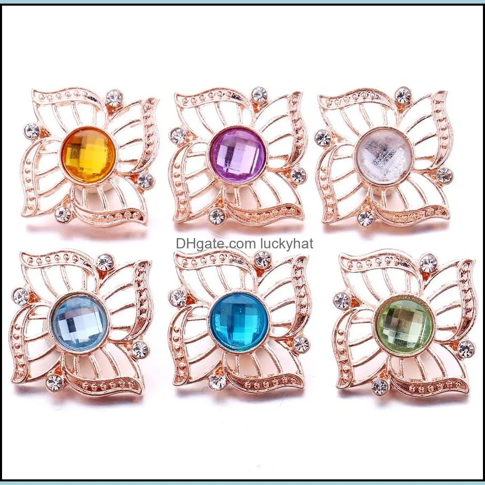 Clasps Hooks Noosa 18Mm Crystal Ginger Snap Jewelry Gold Plated Hollow Flower Diy Necklace Bracelet Accessory New Find Dhseller2010 Dhgig