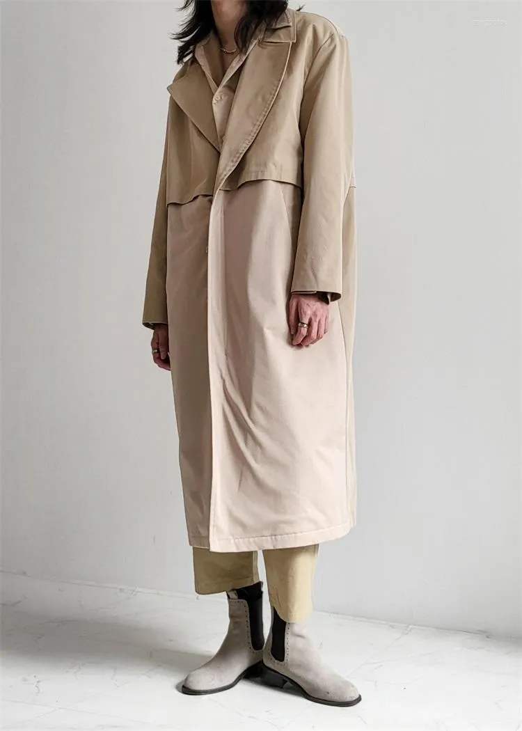 Męski okopa płaszcza męska wiatraka długa moda wiosna i jesienne brytyjskie styl przystojny duży płaszcz zamka na kolanie