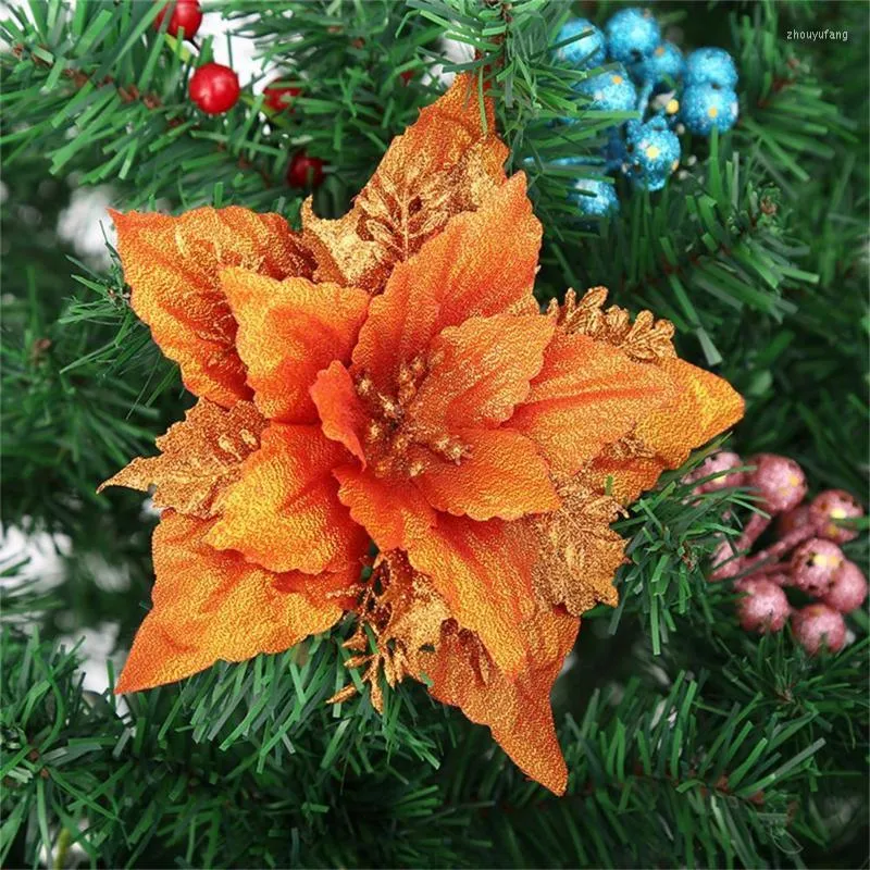 Fleurs d￩coratives 5pcs Fake Christmas Flower DIY Simulation Pographie