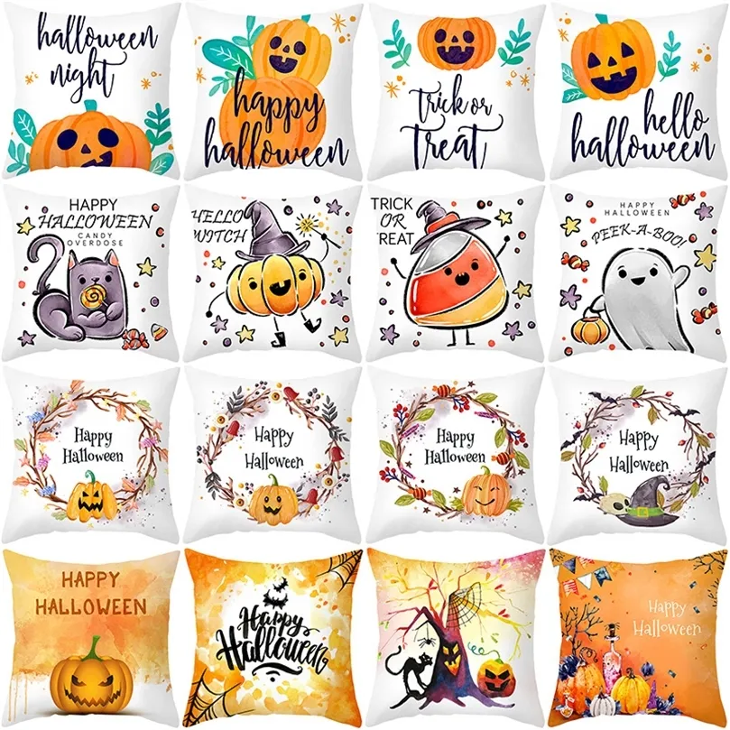 Autre événement fête fournitures Halloween taie d'oreiller dessin animé tête de citrouille taie d'oreiller pour la maison fête canapé décoration 220829