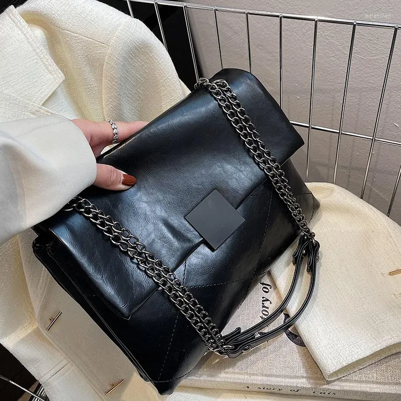 Evening Bags 2022 Pu Leather Laptop Bag Simple Handbags Famous Brands Women Shoulder Casual Big Tote Vintage Ladies Crossbody