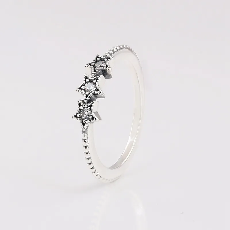 Authentieke Sterling Sier Celestial Stars Ring Vrouwen Meisjes Huwelijkscadeau Sieraden voor CZ Diamant Liefde Ringen met Originele Bo240y