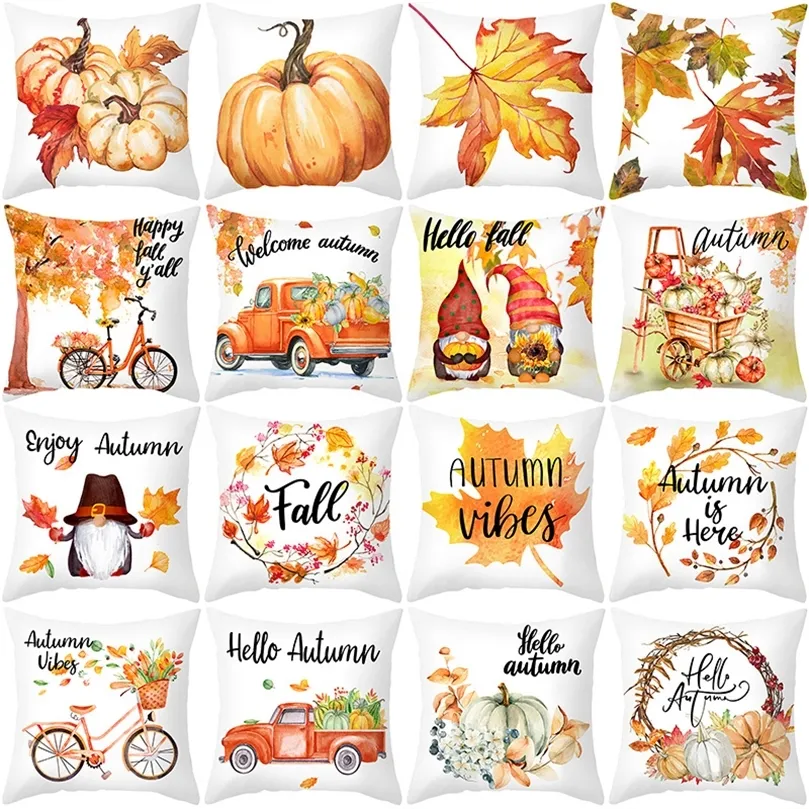 Autres fournitures de fête d'événement Maple Pumpkin Thanksgiving tai-oreiller d'automne récolte tai-oreiller coussinet Cover Thanksgiving Halloween Home Decorations 220829