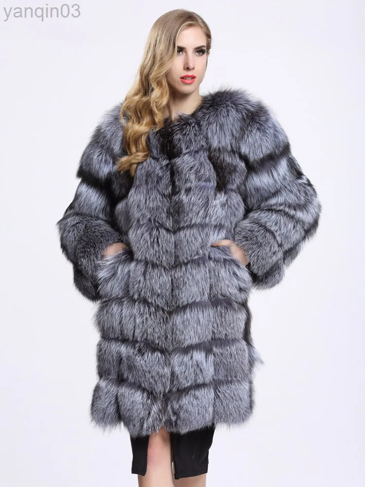 Women's fur Zadorin ry Silver Coat Women Luxury Winter Thick Warm Long Faux Fur Jackets Ladies Overcoat streetwear L220829