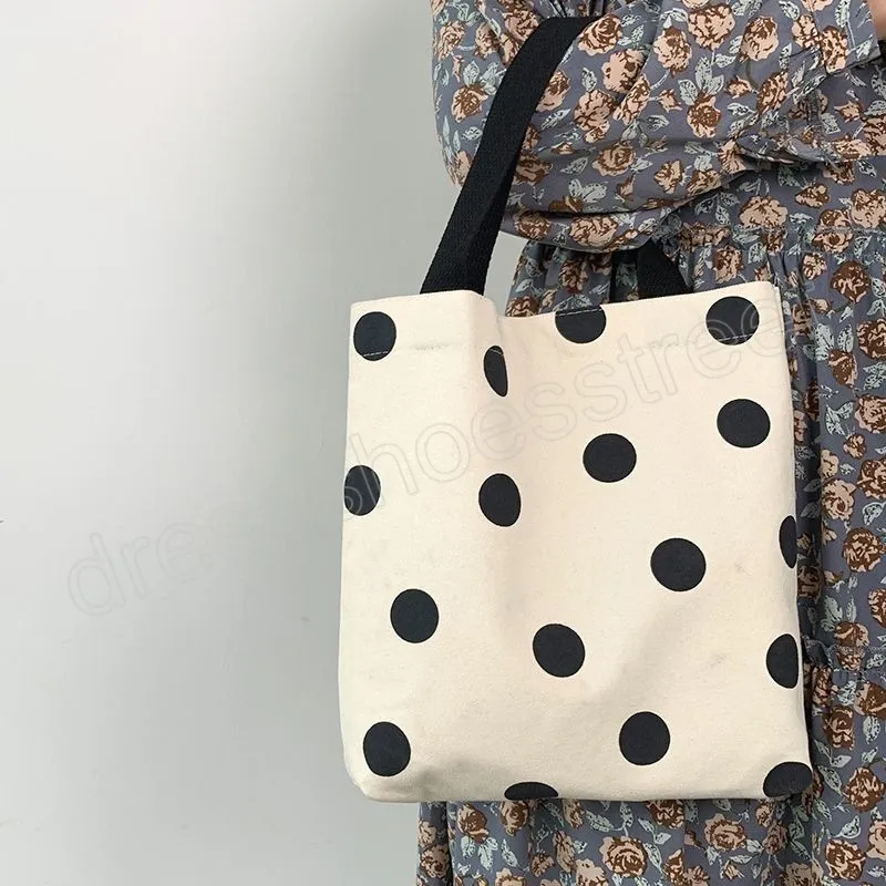 Sac à bandoulière en toile pour femmes, grands sacs à main, fourre-tout de Shopping décontracté à pois pour filles, sacs d'épicerie léopard