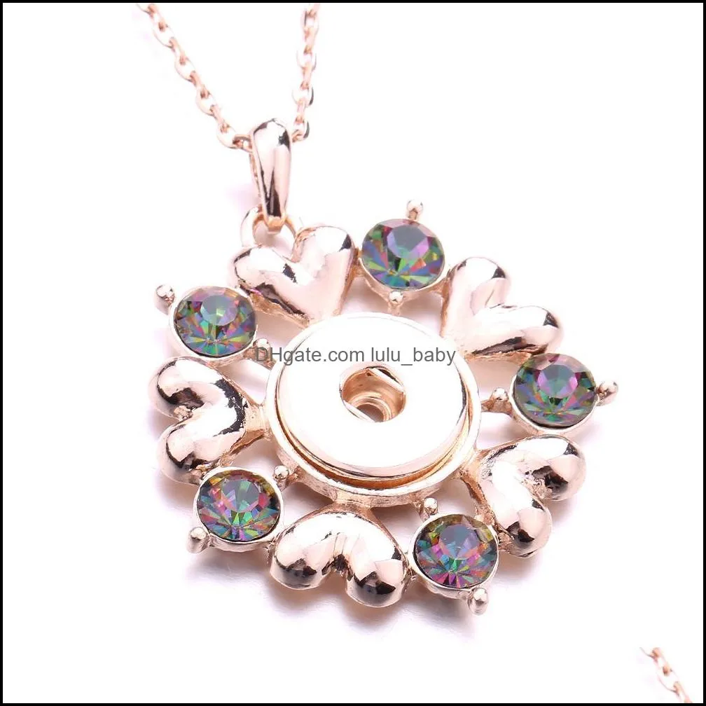 Подвесные ожерелья noosa Snap Button Button Collece Collece Rose Gold Heart