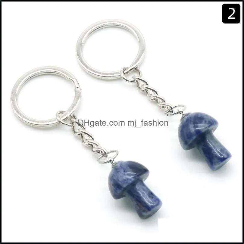 mix natural stone key chain ring mushroom pendant keychains cute mini statue charms keychain pendant lovely keyring for car bag