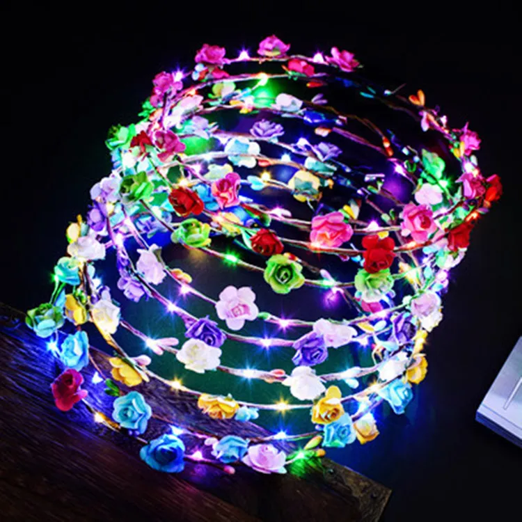 LED LID UP Toys Party Party Favors Luminous Line Crown Corolla Luminou Party Carnival Floral Decoration Garland Bright Hair Accessory Toy 60