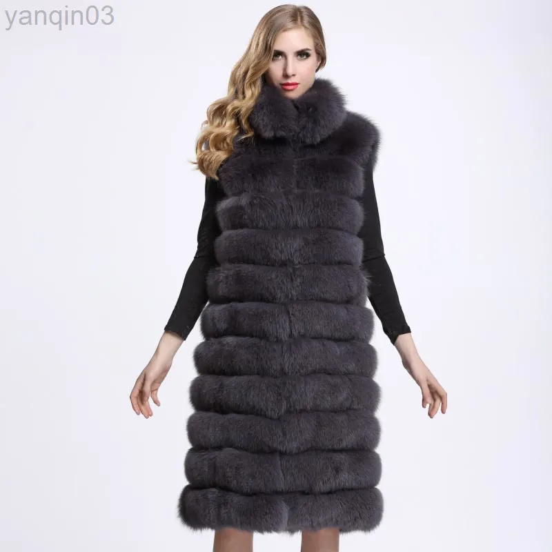 Frauenpelz Zadorin Warmer Kragen Winter Frauen Luxus Faux Weste Koreanischer Stil Ärmellose Haarige Lange Pelzmäntel Weibliche Jacken L220829