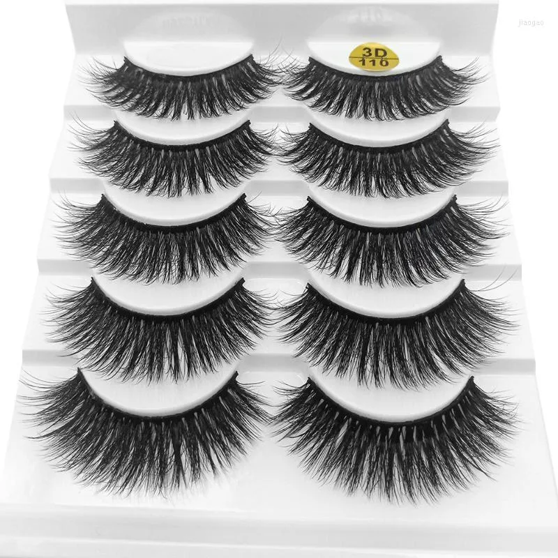 False Eyelashes 5pairs 13mm Faux Mink Hair Natural Long Wispies Fluffy Multilayers Crisscross Handgjorda sminkverktyg