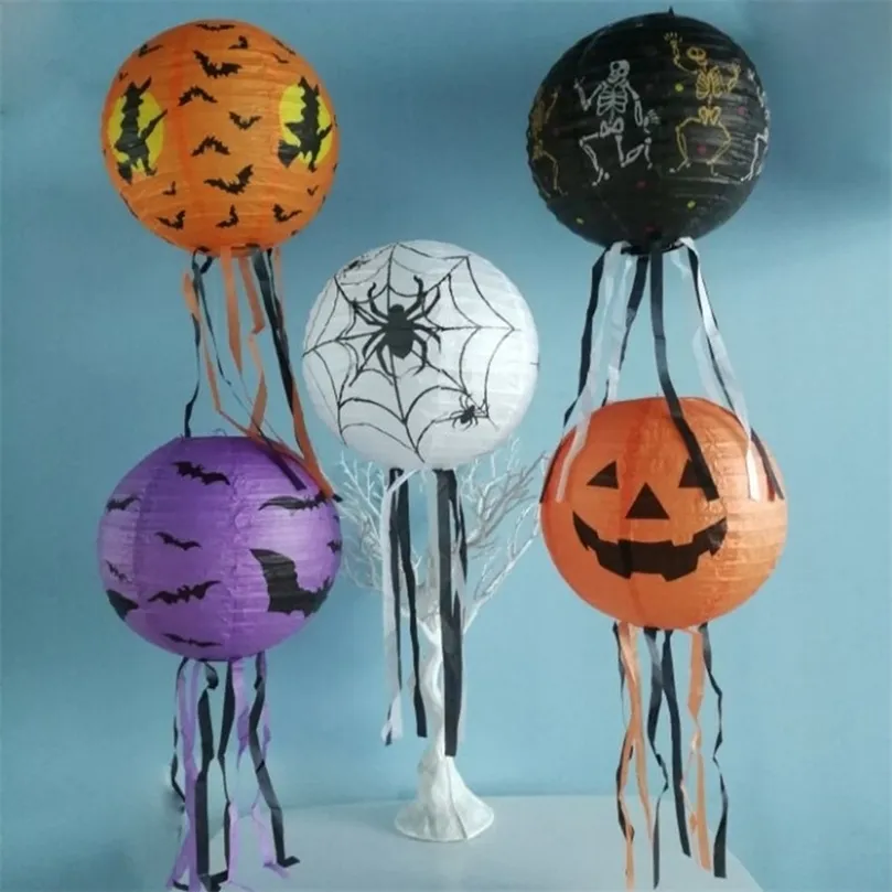 Outros suprimentos de festa de evento 8 polegadas Halloween Pumpkin Paper Lanterns Decorações de Halloween para Festival de Ghost Diy Hanging Decor Decor Venue Agenda de terror 22082