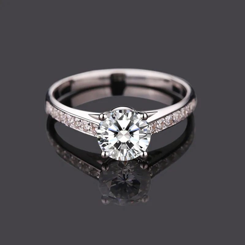 Wedding Rings 925 Silver Ring 4 Claws Trendy Style 1CT 2CT 2CT Ronde briljante gesneden jubileumverbinding Ring voor vrouwen 220829