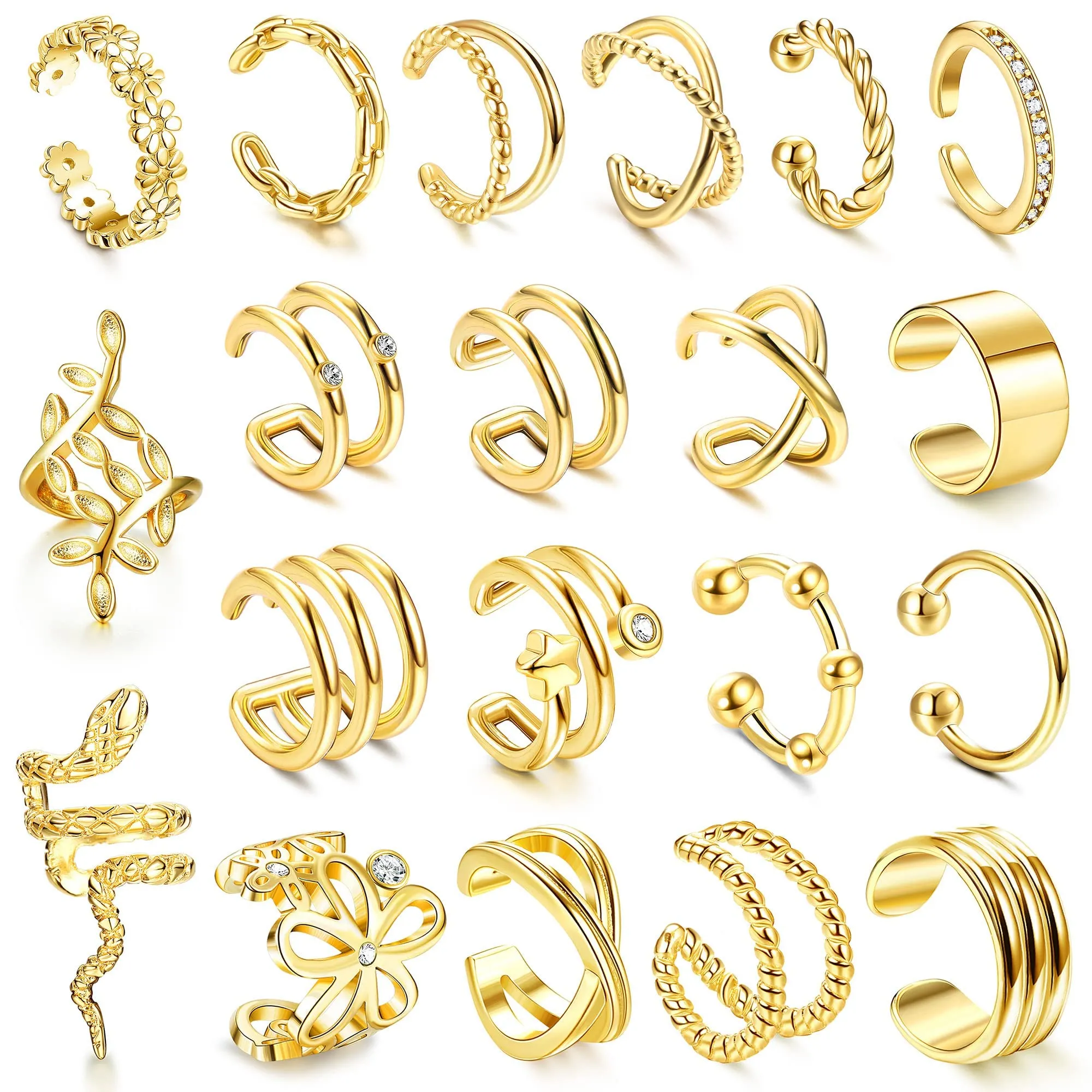 Oreille manchette unique manchettes boucles d'oreilles pour femmes Non Piercing or fleur Cz Helix Cartilage Clip sur Wrap filles amlHf